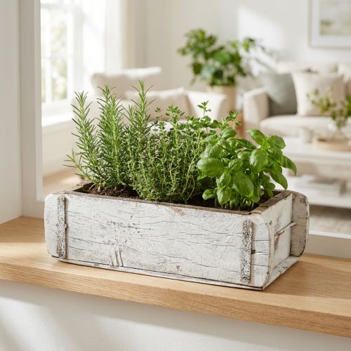 Cihlový tvar, cihlová krabice, dřevěná krabice s kovovým kováním starožitná povrchová úprava, bílá praná L32cm V9cm | Floristik24.cz