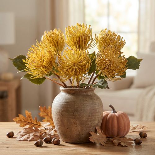 Umělý jehelníček Protea Leucospermum žlutý 30cm 6 ks | Floristik24.cz