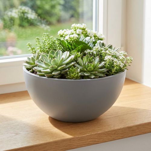 Plastový květináč, miska šedá, Ø25cm, V12cm | Floristik24.cz