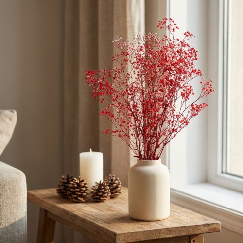 Gypsophila Gypsophila sušené květy červené 50cm 55g | Floristik24.cz
