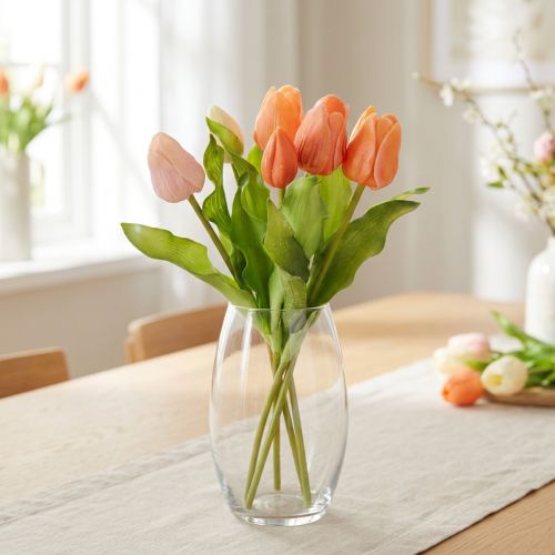 položky Umělé tulipány pro jarní dekoraci, obývací pokoj a kuchyň, s realistickým vzhledem, 30 cm, 7 kusů