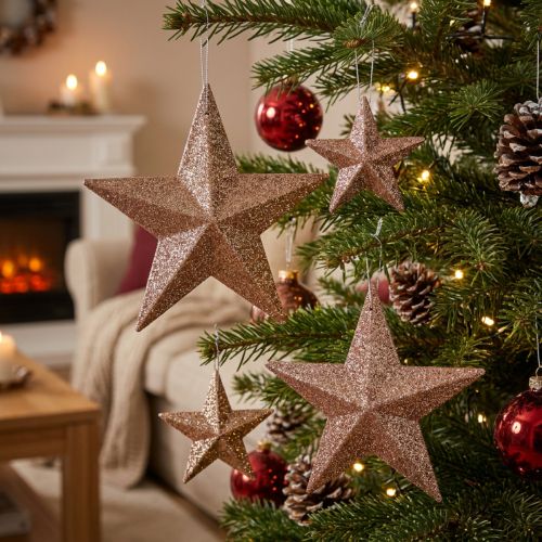 položky Glitter star gold mix 9,5/5cm 18 ks
