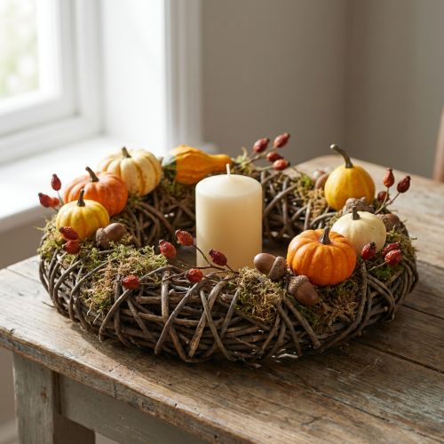 Pletený věnec z vinné révy Ø40cm, přírodní dekorativní věnec na stůl a zeď, rustikální | Floristik24.cz