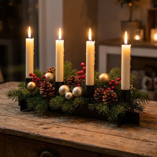 Svícen černý, svícen adventní věnec 40cm V8cm | Floristik24.cz