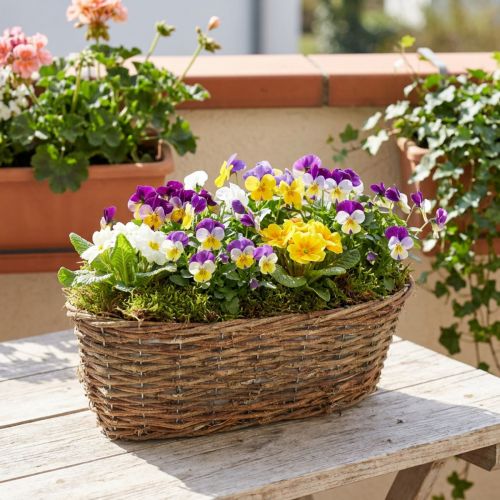 Oválný květináč, design révy vinné, přírodní květináč, délka 30 cm | Floristik24.cz