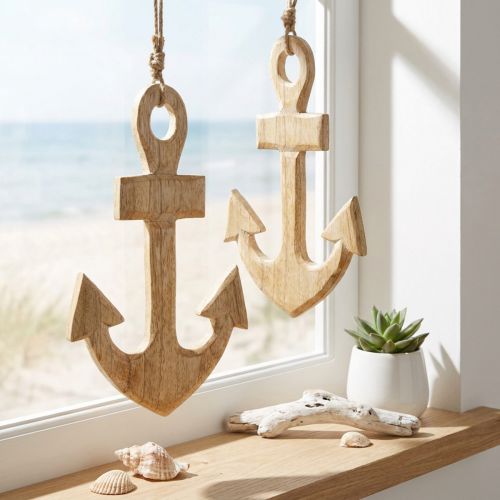 položky Kotva Dekorace Věšák Maritime Wood Juta Natural 15x25cm 2ks