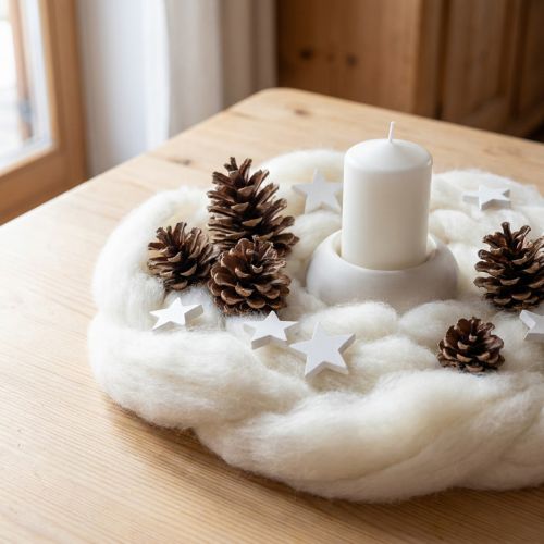 položky Vlněná šňůra, bílá vlněná stuha, 2 m, dekorativní vlna na tvoření a balení
