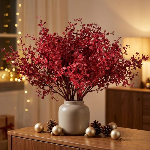 Eukalyptový keř červený umělá rostlina eukalyptus 28cm 3ks | Floristik24.cz