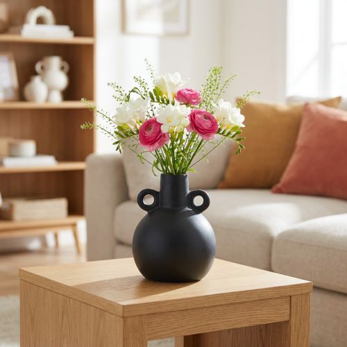 Keramická váza mini váza černá rukojeť keramická Ø8,5cm H12cm | Floristik24.cz