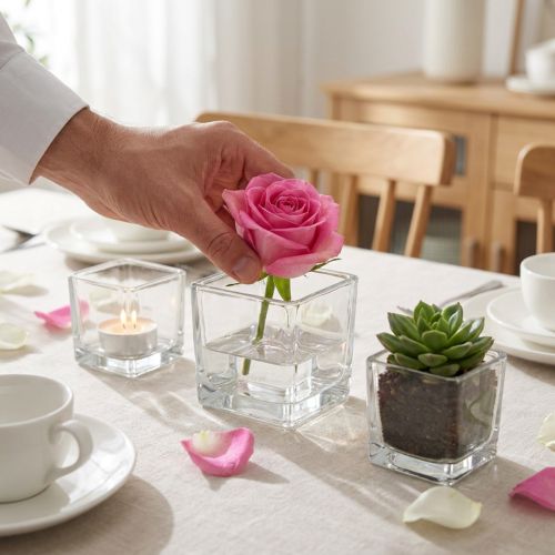 Čiré skleněné kostky 8 cm x 8 cm x 8 cm, 6 kusů | Floristik24.cz