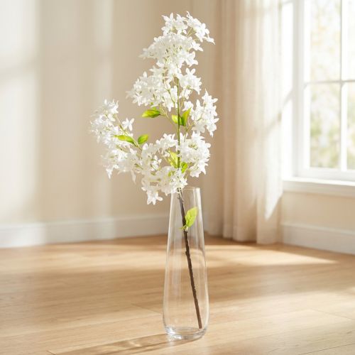 Umělá lila větev bílé květy L95cm | Floristik24.cz