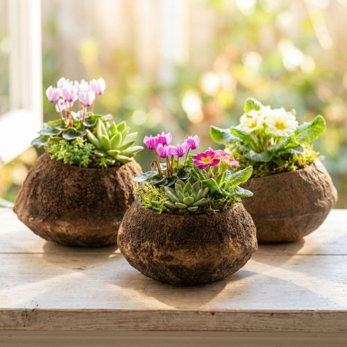 položky Květináč s oříšky Paradise Natural Sapucaia Ø14cm H10cm 3 ks