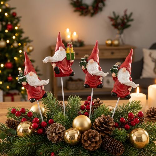 Vánoční trpaslík ozdobný špunt skřítek Santa Claus 7cm 4 ks | Floristik24.cz