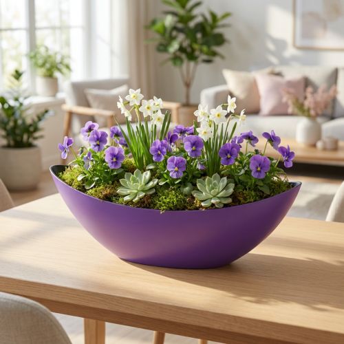 Dekorativní miska na rostlinnou loďku fialová 38,5cm×12,5cm×13cm | Floristik24.cz