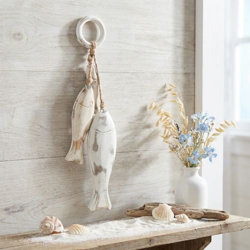 Ryba z mangového dřeva na zavěšení Shabby Chic 19,5/15,5/10cm | Floristik24.cz