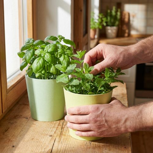 Papírový květináč, květináč, květináč na bylinky modrý/zelený Ø15cm V13cm 4ks | Floristik24.cz