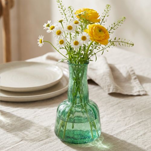 Mini skleněná váza váza na květiny zelená Ø8,5cm V15cm | Floristik24.cz