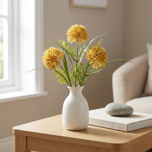 Umělé květiny Žlutá Allium Dekorace Okrasná cibule 34cm 3 ks ve svazku | Floristik24.cz