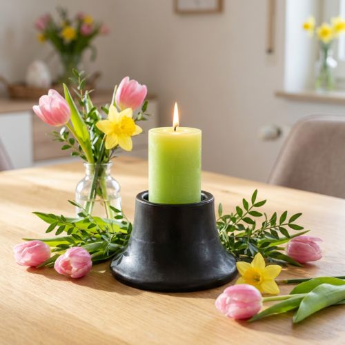 Keramický svícen černý svícen Ø12,5cm V7cm | Floristik24.cz