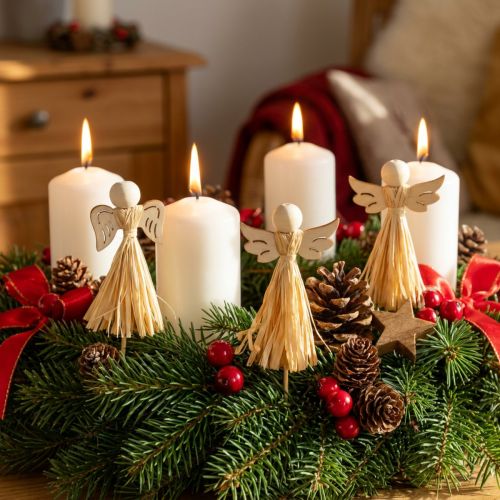Adventní dekorace anděl dekorativní květinové špunty 5×11cm 12 ks | Floristik24.cz