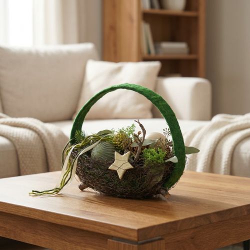 Ozdobný prsten jutová ozdobná smyčka zelená tmavě zelená 4cm Ø30cm 2ks | Floristik24.cz