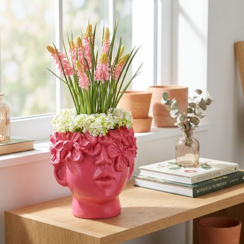 Plant Head Polyresin Bust Planter Pink 13,5×13×14cm | Floristik24.cz