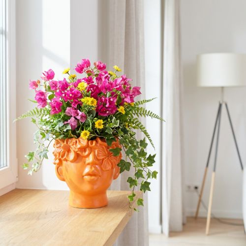 Plant Head Planter Bust Plant Pot Oranžový 13,5×13×14cm | Floristik24.cz