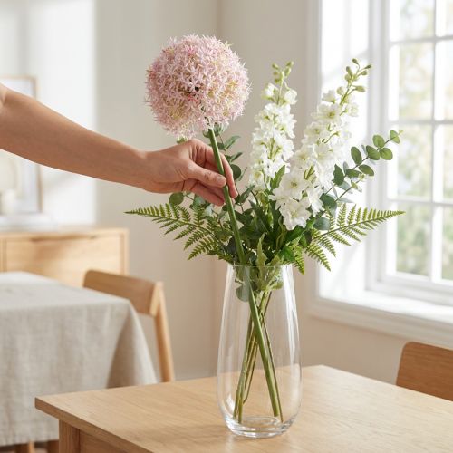 položky Allium s růžovými květy umělá cibule Ø18cm L90cm