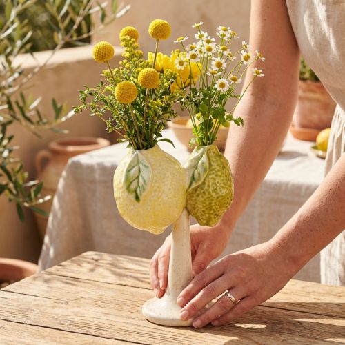 Keramická dekorace citronová váza středomořská dekorace na stůl V22cm | Floristik24.cz