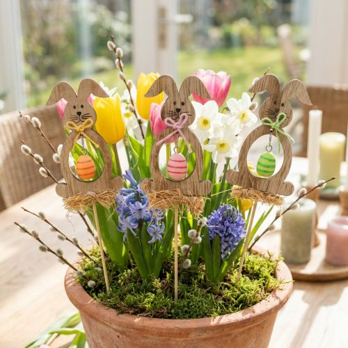Velikonoční zajíček dřevo, květinové špunty Easter, zajíček špunty 8,5cm 12ks | Floristik24.cz