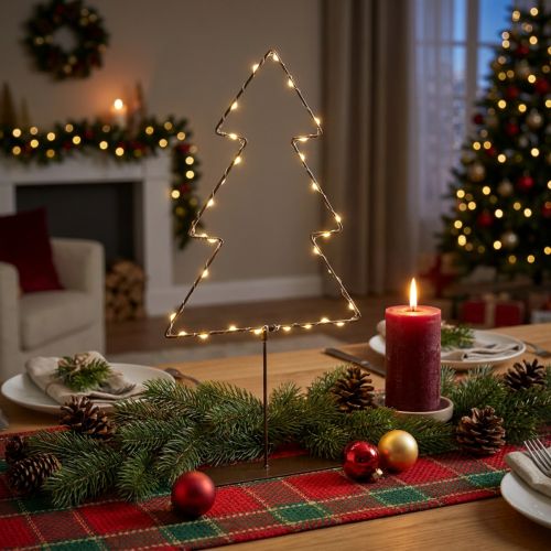 LED vánoční stromeček, na baterie, dekorace na stůl do interiéru, 47 cm | Floristik24.cz