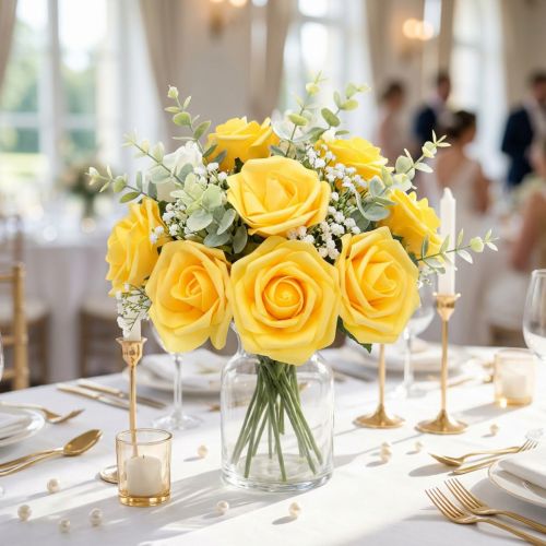 Pěnová růže Ø6cm žlutá 27 ks | Floristik24.cz