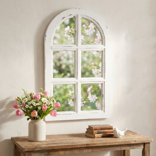 Dřevěná dekorace shabby chic dekorační rám okna dřevěný bílý 29,5×48cm | Floristik24.cz