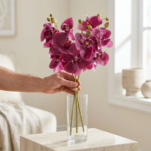 položky Umělé orchideje fialové umělé květiny jako skutečné 56cm 3 ks