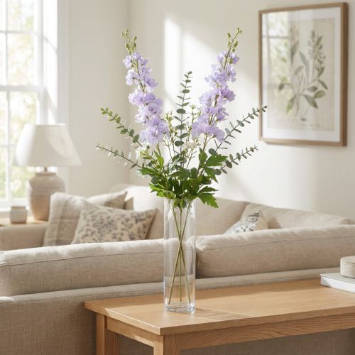 Umělé květiny Delphinium světle fialové na stonku 90cm 2ks | Floristik24.cz