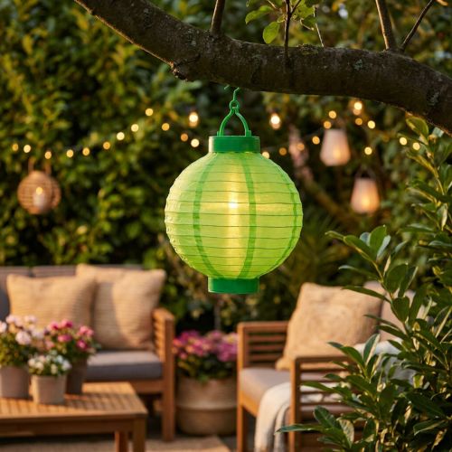 Lampion LED se solárním 20cm zeleným | Floristik24.cz