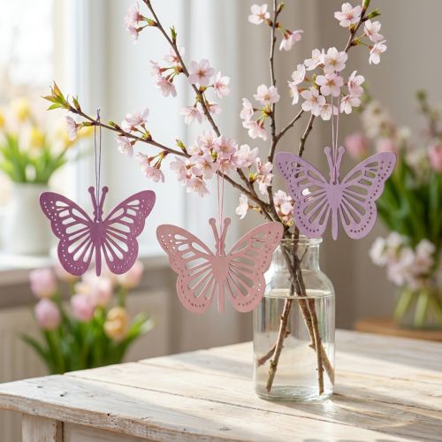 Deco motýli deko věšák fialová/růžová/růžová 12cm 12ks | Floristik24.cz