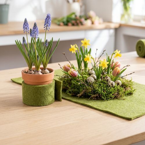 položky Plstěná stuha zelená vlněná stuha mechově zelená Š7/15cm D1m/1m sada 2 ks