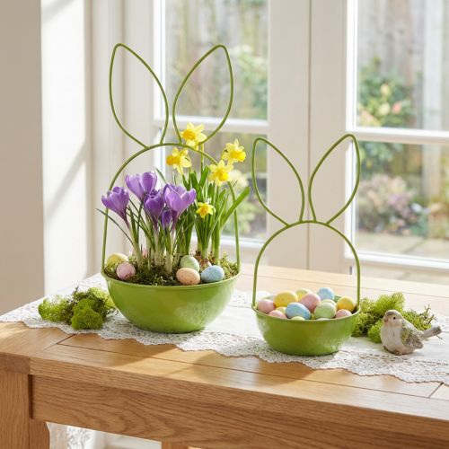 Květináč s králíky pro jarní a velikonoční dekoraci, do obývacího pokoje, kuchyně, zahradní dekorace, 33 cm | Floristik24.cz