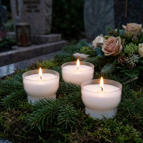 Votivní svíčky v bílé barvě s miskou Ø4,3cm 25 ks | Floristik24.cz
