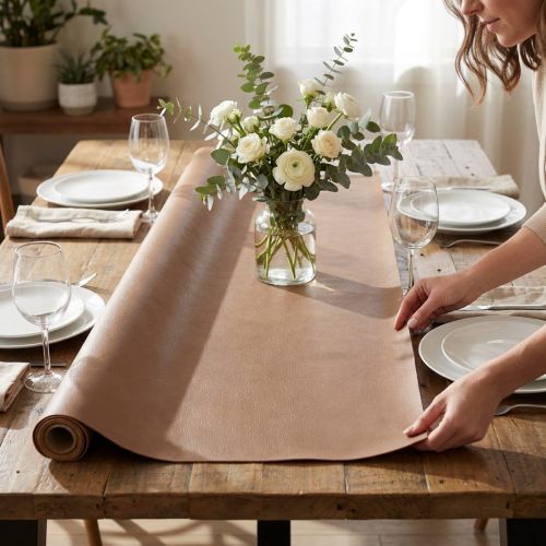 položky Umělá kůže hnědá dekorativní látka kůže běhoun na stůl 33cm×1,35m