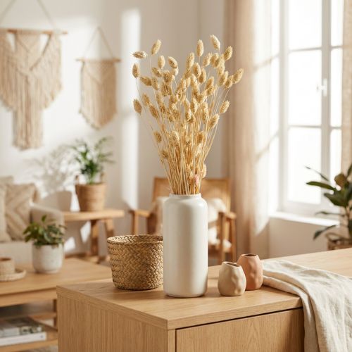 Sušená květina Phalaris, trs dekorativní trávy, suchá floristika, boho příroda, bělená L55cm 100g | Floristik24.cz