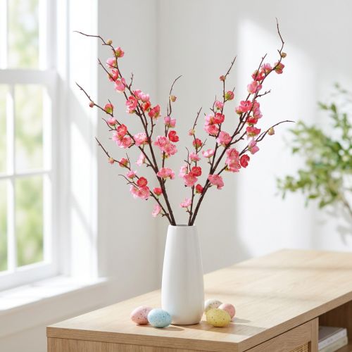 Cherry Blossom Branch Dekorace Umělá větev tmavě růžová 96cm 2ks | Floristik24.cz