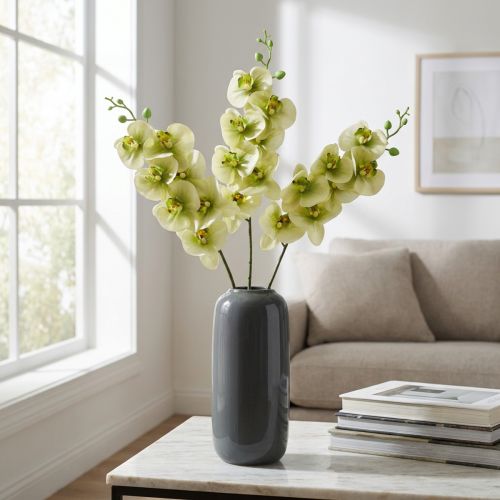 Orchidej umělá žlutá zelená Phalaenopsis L83cm | Floristik24.cz