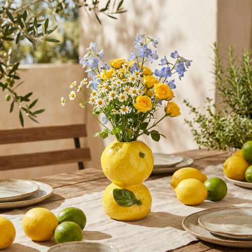 položky Váza na květiny citronová keramická váza dekorace Středomořská V13cm
