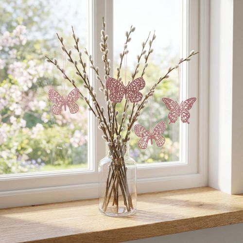 položky Deco věšák motýl růžové třpytky 8cm 12ks