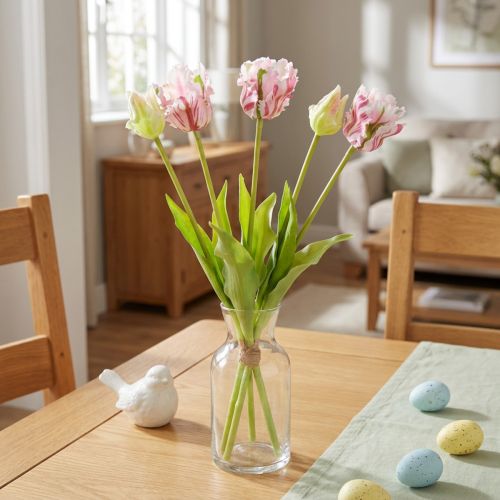 Kytice z umělých květin 5 papouščích tulipánů Umělé tulipány 40cm | Floristik24.cz