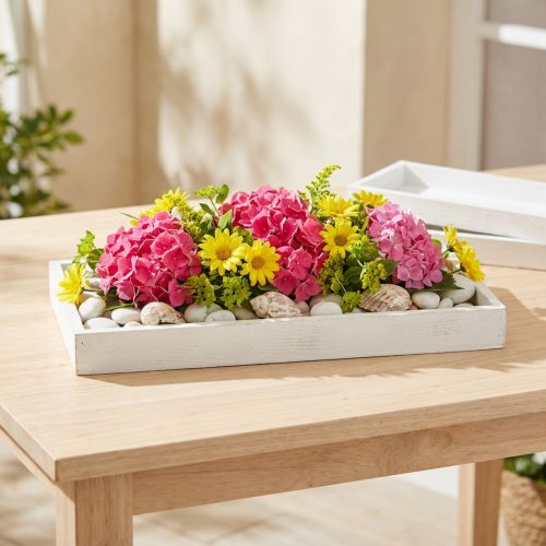Dekorativní podlouhlý dřevěný podnos, bílý shabby chic, 42×14×3 cm, 3 kusy | Floristik24.cz