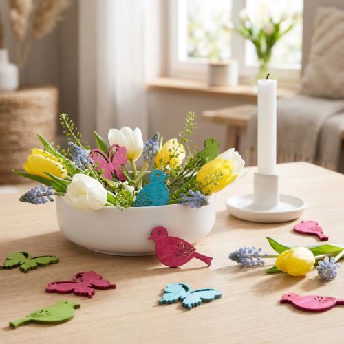 Dřevěný ptáček Streudeko motýlek různé barvy 2cm | Floristik24.cz