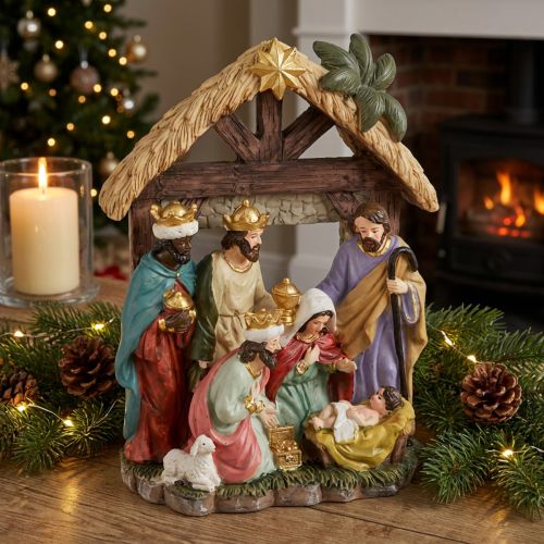 Vánoční betlém s figurkami Vánoční betlém 15,5×7×20cm | Floristik24.cz
